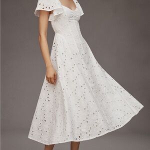 Anthropologie White Eyelet Midi Dress